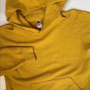 Los Angeles Apparel 14oz Heavy Fleece Lined Hoodie Made In USA Yellow Mens XS